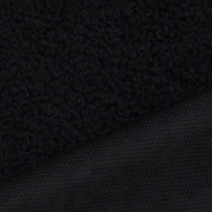 Tissu bouclette fin uni, noir