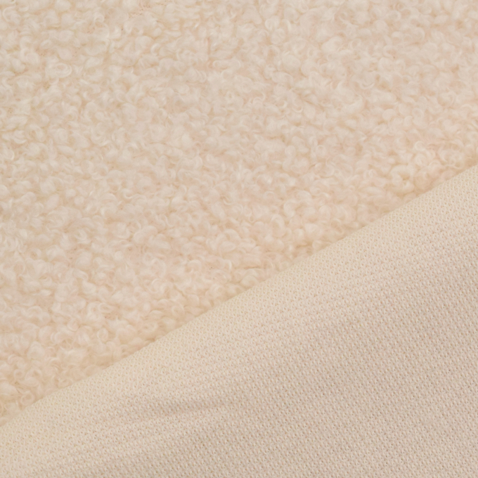 Tissu bouclette fin uni, blanc cassé