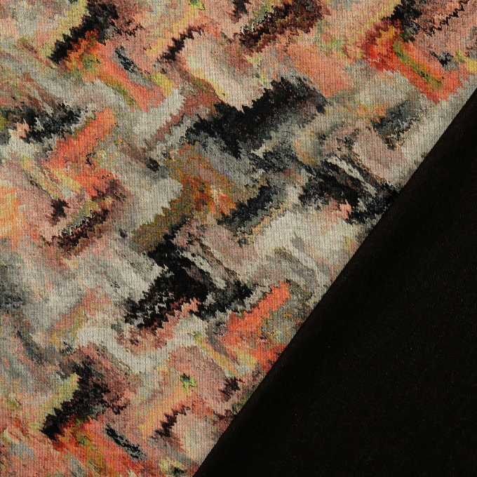 Tissu jersey maille tricot fin Abstract Art, gris