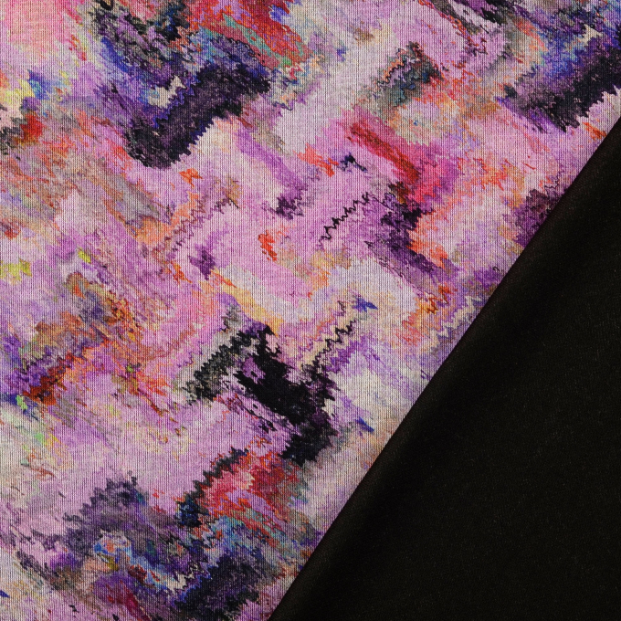 Tissu jersey maille tricot fin Abstract Art, pourpre