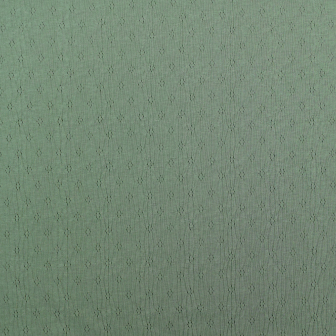 Tissu jersey de coton maille tricot fin Ajour, vert pâle