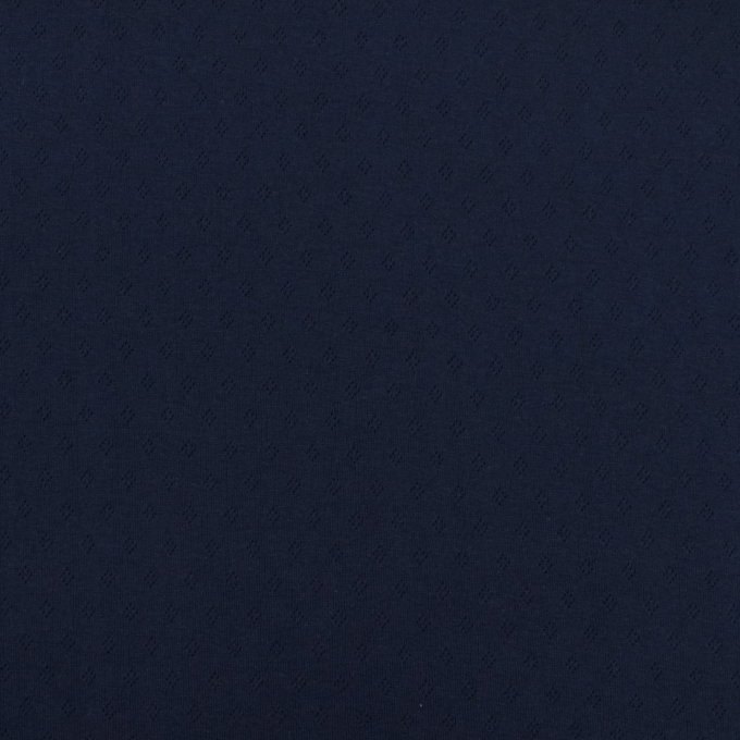 Tissu jersey de coton maille tricot fin Ajour, bleu marine