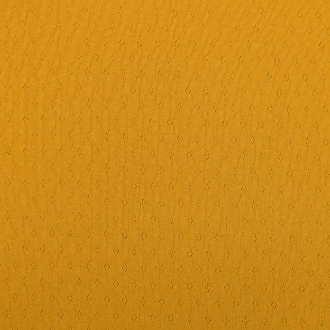 Tissu jersey de coton maille tricot fin Ajour, ocre