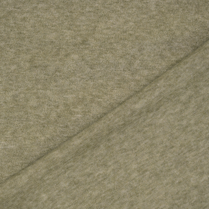 Tissu jersey maille tricot fin Cashmere Touch, vert olive clair