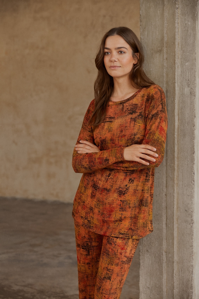 Fijngebreide jersey Checked, terracotta