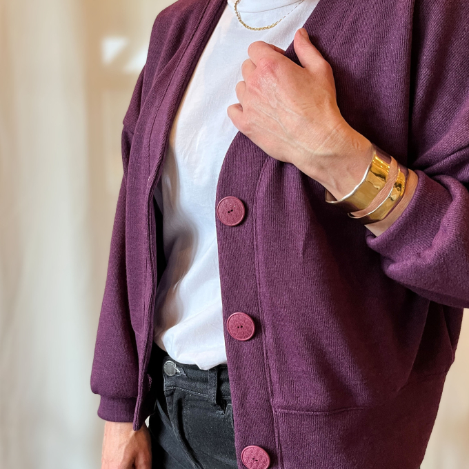 Fijngebreide jersey Claire, donker roodpaars