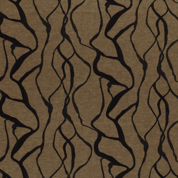 Tissu jersey maille tricot Abstrait Cracks, marron