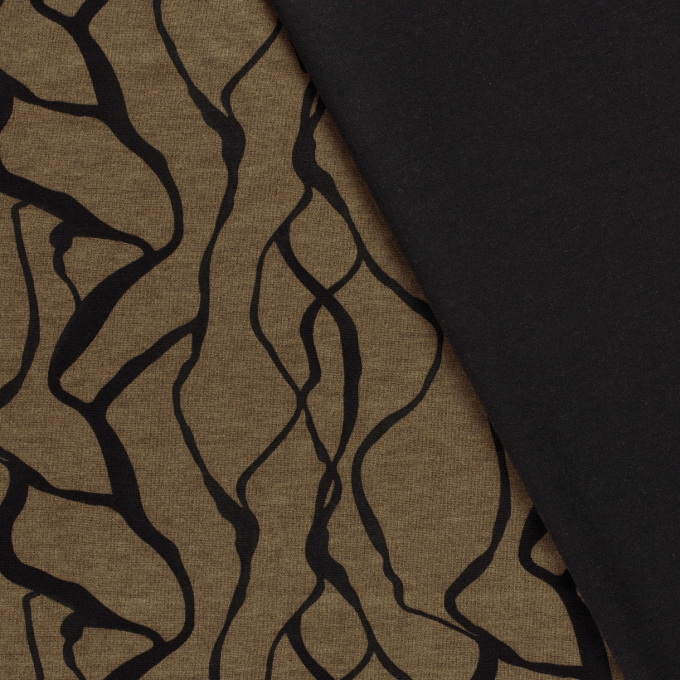 Tissu jersey maille tricot Abstrait Cracks, marron