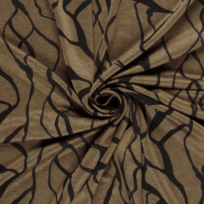 Tissu jersey maille tricot Abstrait Cracks, marron
