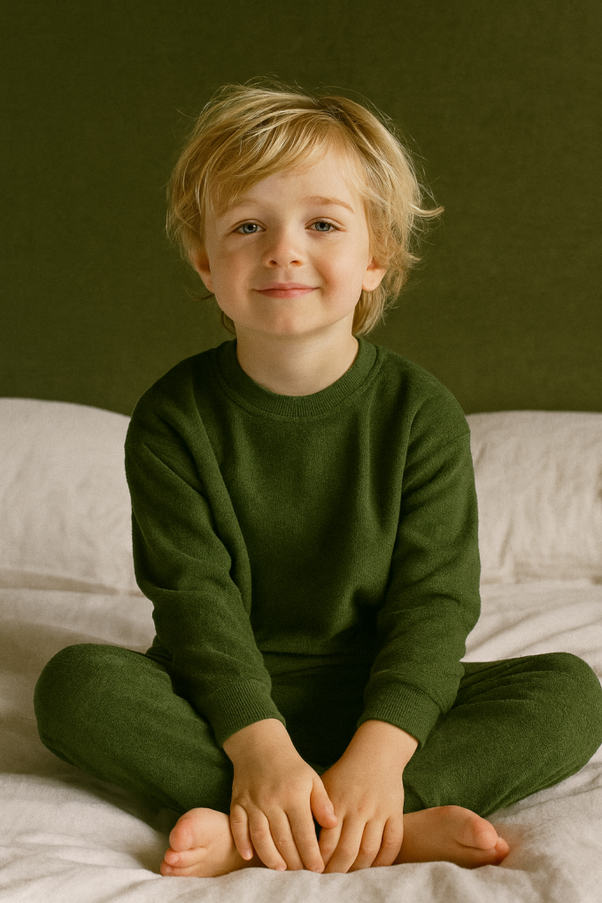 Tissu jersey maille tricot fin melange, vert olive