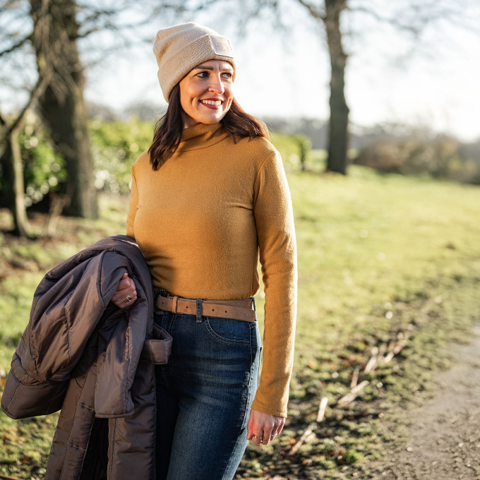 Tissu jersey maille tricot fin melange, moutarde