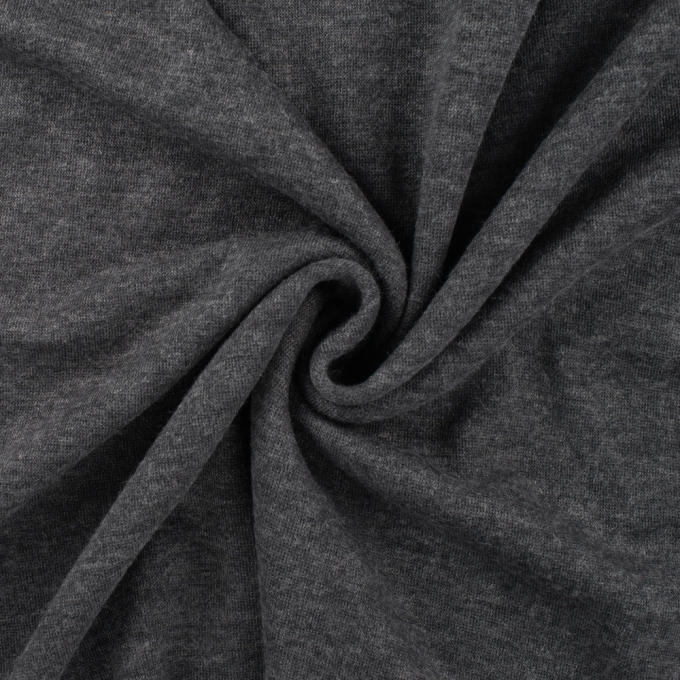 Tissu jersey maille tricot fin Miley, gris foncé chiné