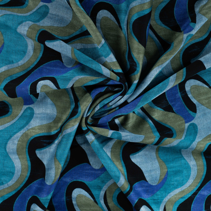 Feinstrickjersey Retro Waves, petrol