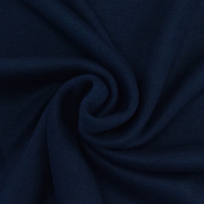 Tissu maille tricot fin double face, bleu foncé