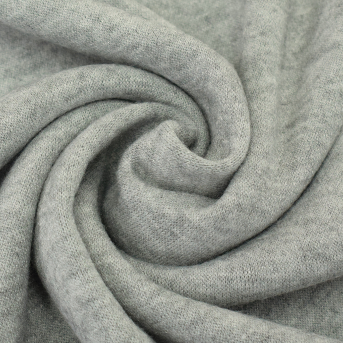 Tissu maille tricot fin double face, gris clair chiné
