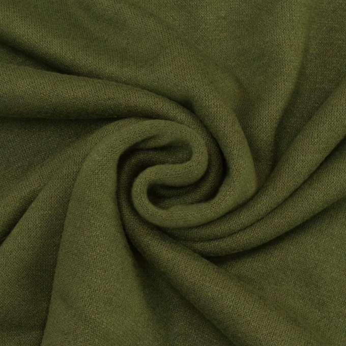 Tissu maille tricot fin double face, vert olive
