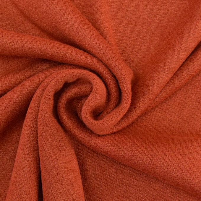 Tissu maille tricot fin double face, terracotta