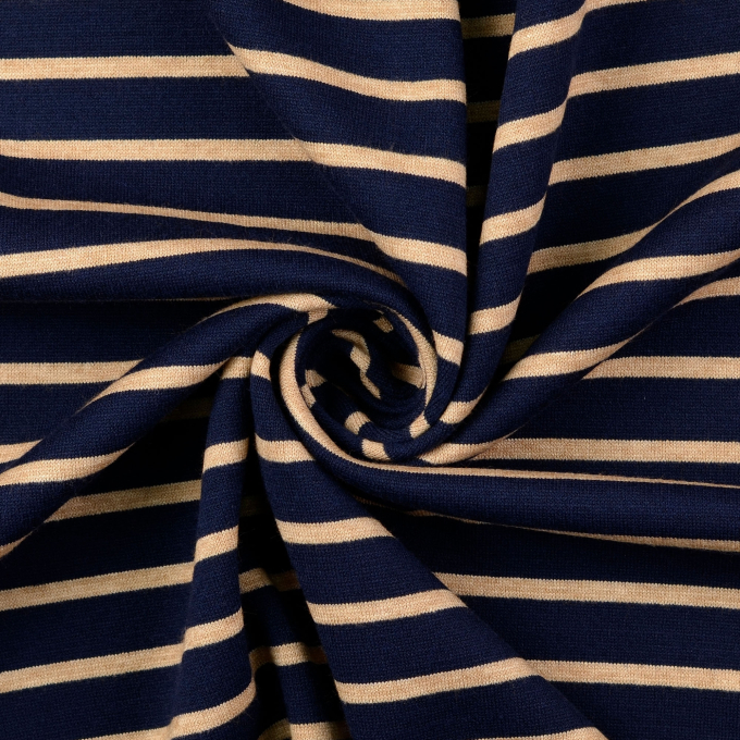 Fijngebreide stof doubleface stripes, marineblauw