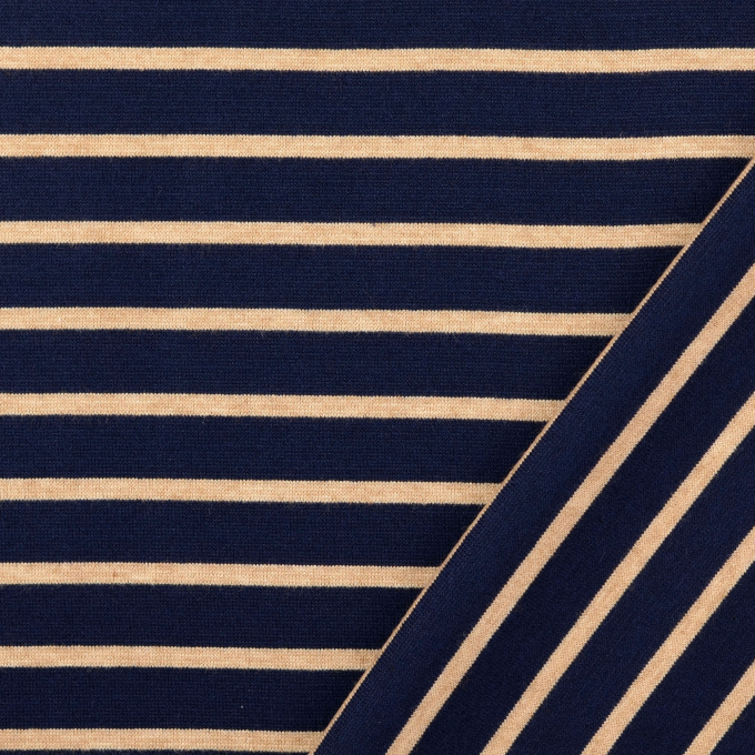 Fijngebreide stof doubleface stripes, marineblauw