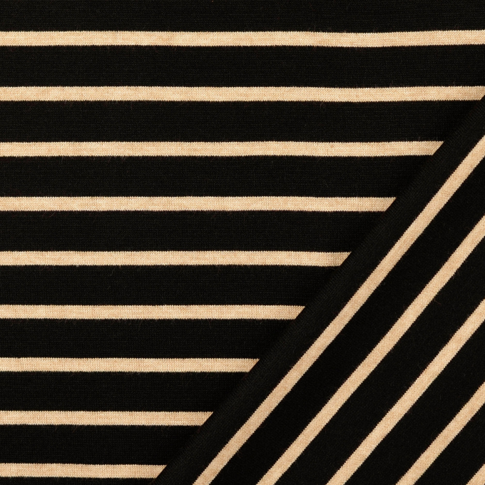 Fijngebreide stof doubleface stripes, zwart