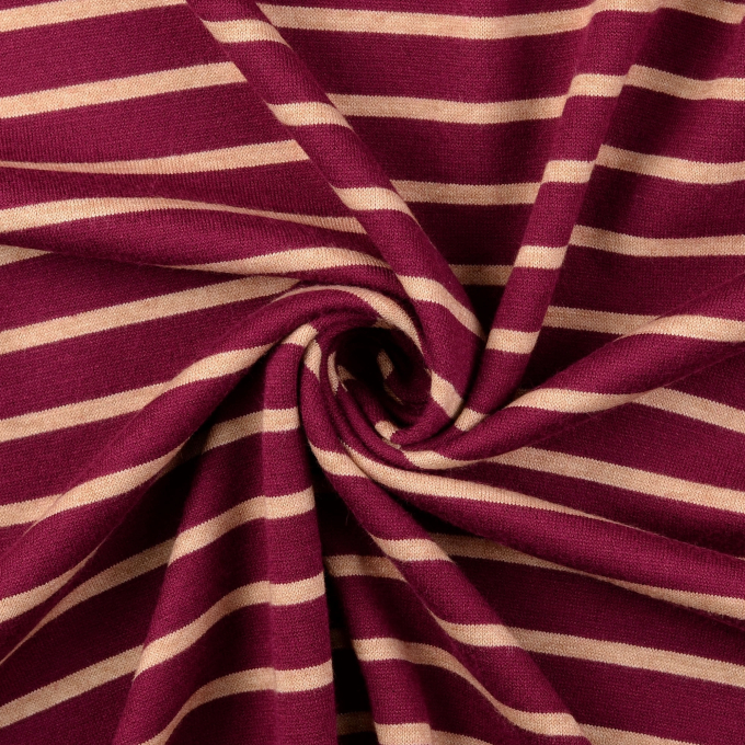 Fine knit fabric double face stripes, wine red