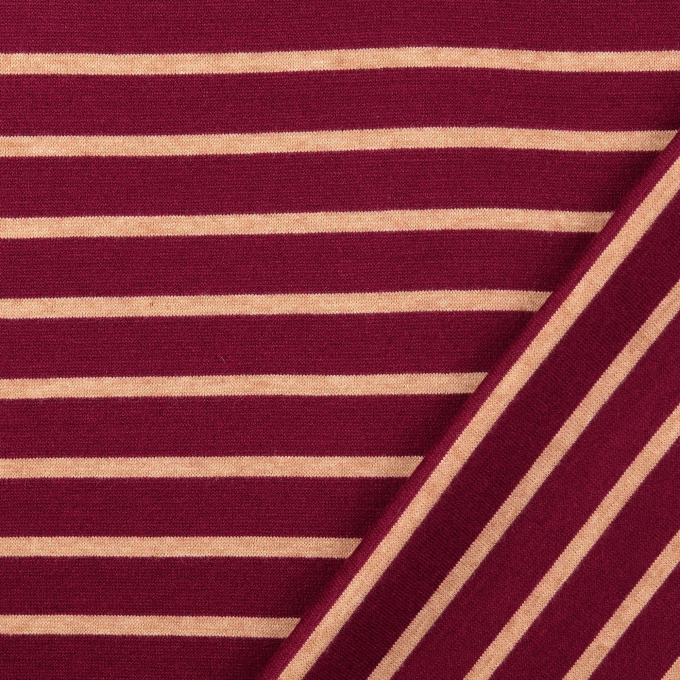 Fine knit fabric double face stripes, wine red