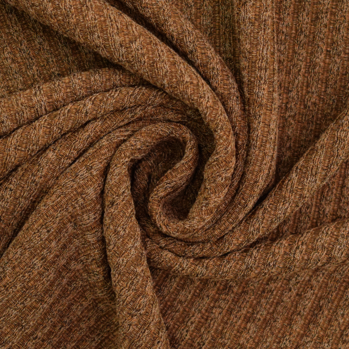 Tissu maille tricot fin côtelé, ocre