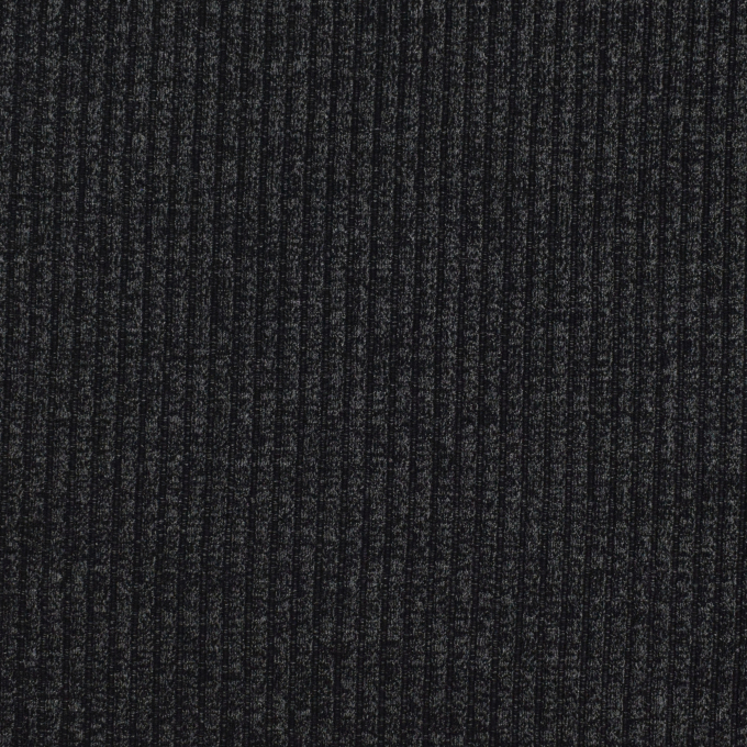Tissu maille tricot fin côtelé, noir