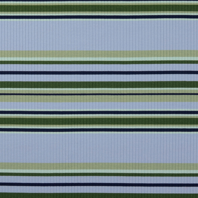 Tissu maille tricot fin côtelé rayé, bleu