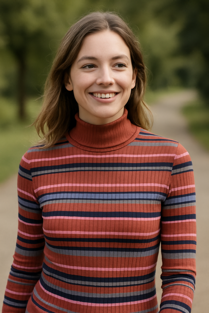 Fijngebreide stof geribd stripes, terracotta