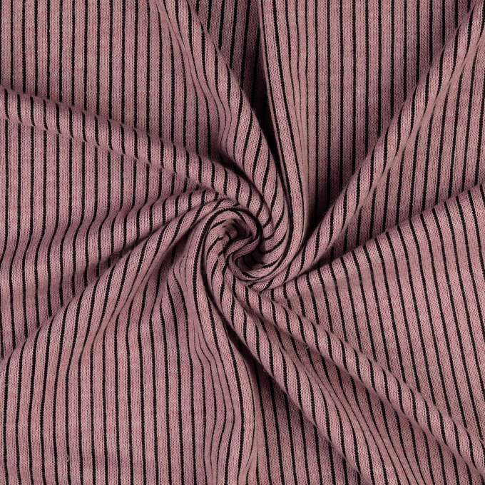 Tissu maille tricot fin côtelé, vieux rose