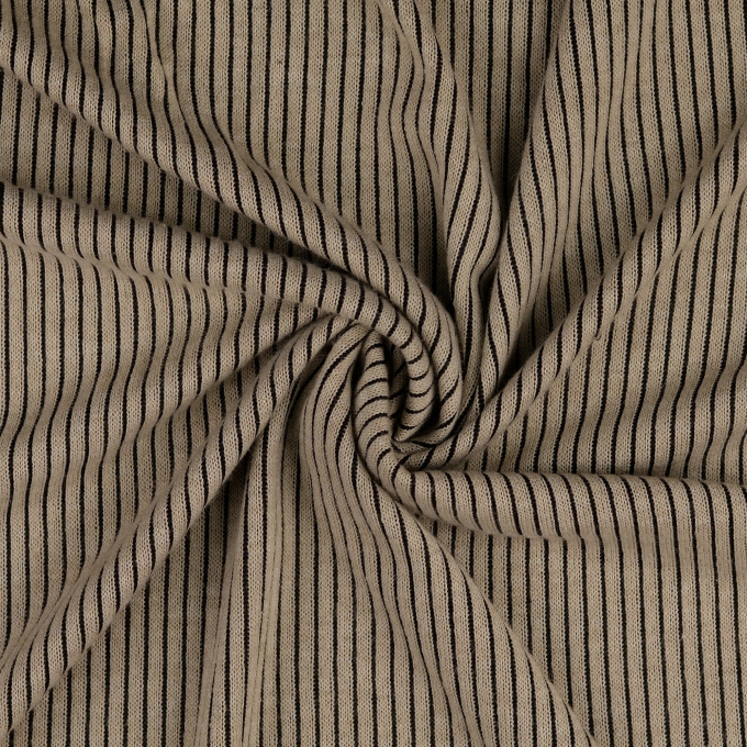 Fijngebreide stof Stripes, zandkleurig