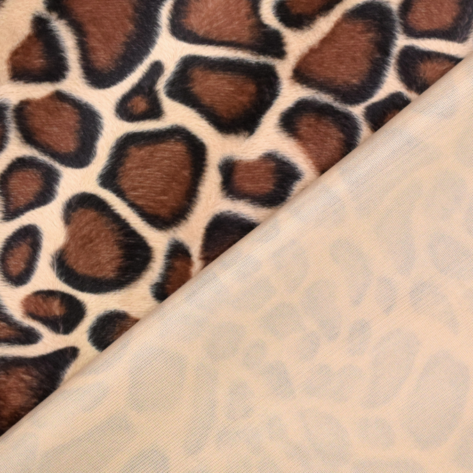 Tissu fausse fourrure peau de bête girafe