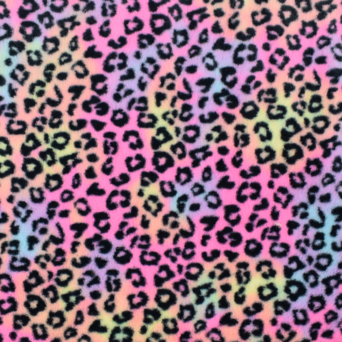 Tissu fausse fourrure Léopard Rainbow Leo, multicolore