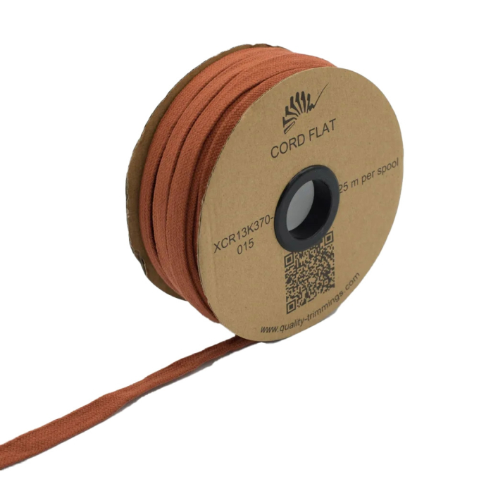 Lacet plat sweat 15mm, cordon tressé plat, terracotta