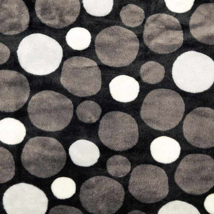 Tissu polaire flanelle doux à pois Bubbles, noir
