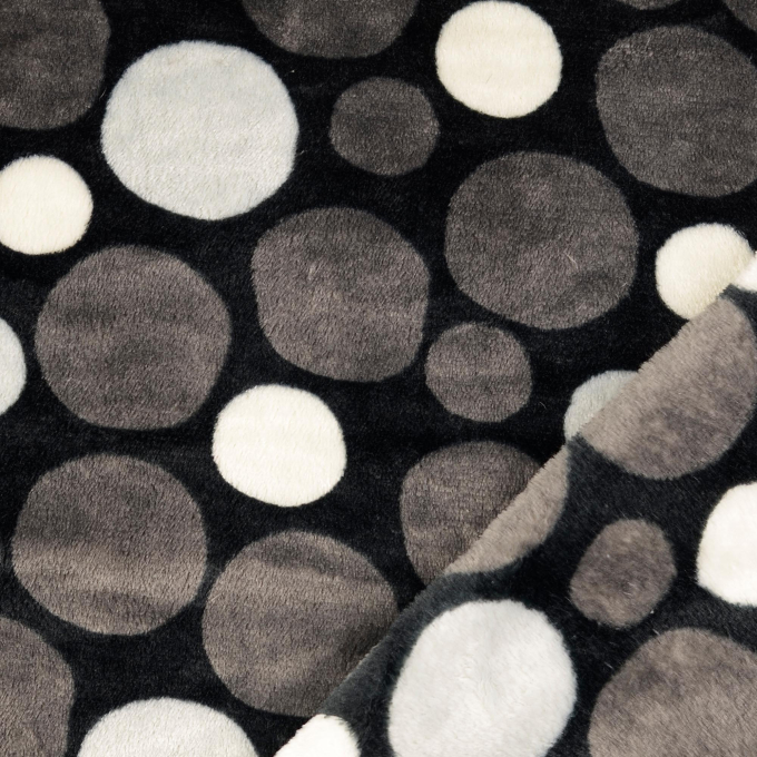 Tissu polaire flanelle doux à pois Bubbles, noir