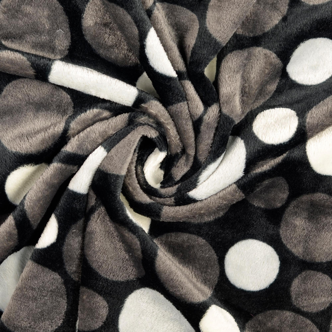 Tissu polaire flanelle doux à pois Bubbles, noir