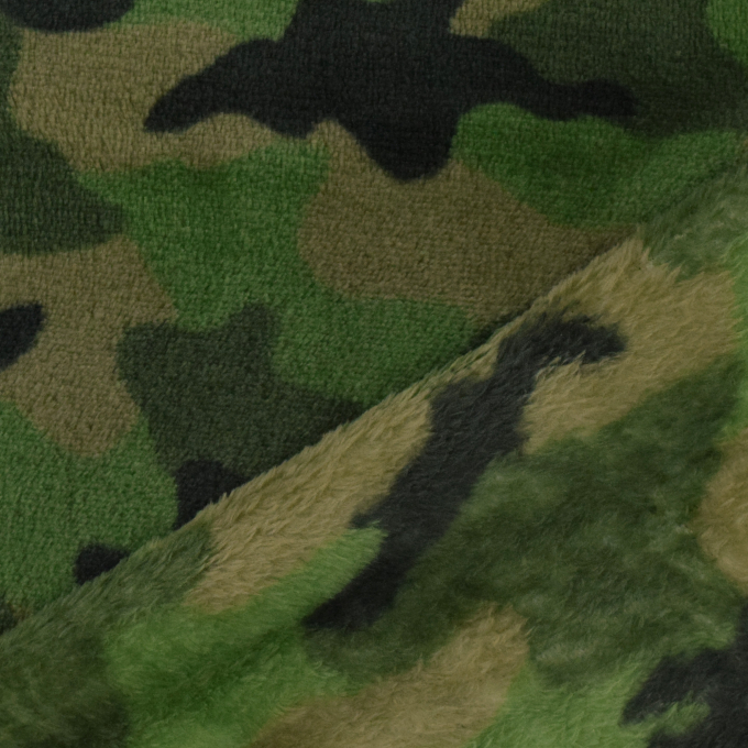 Tissu polaire flanelle doux Camouflage, vert