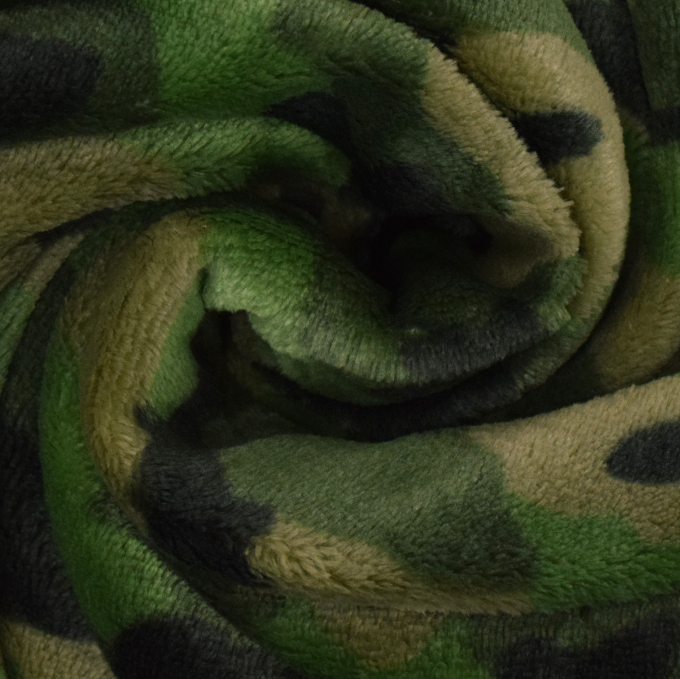Tissu polaire flanelle doux Camouflage, vert