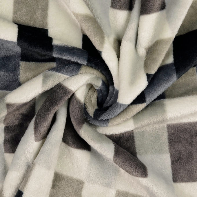 Tissu polaire flanelle doux à carreaux Checker, noir