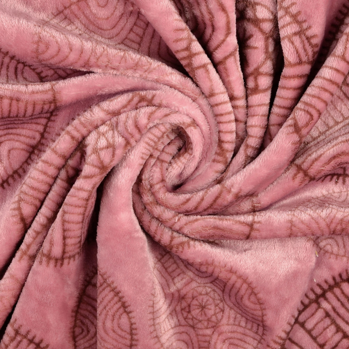 Flanel fleece Mandala Circles, oudroze