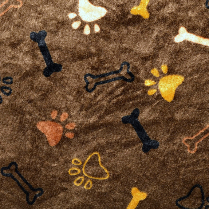 Tissu polaire flanelle doux Pattes et os Paws and Bones, marron