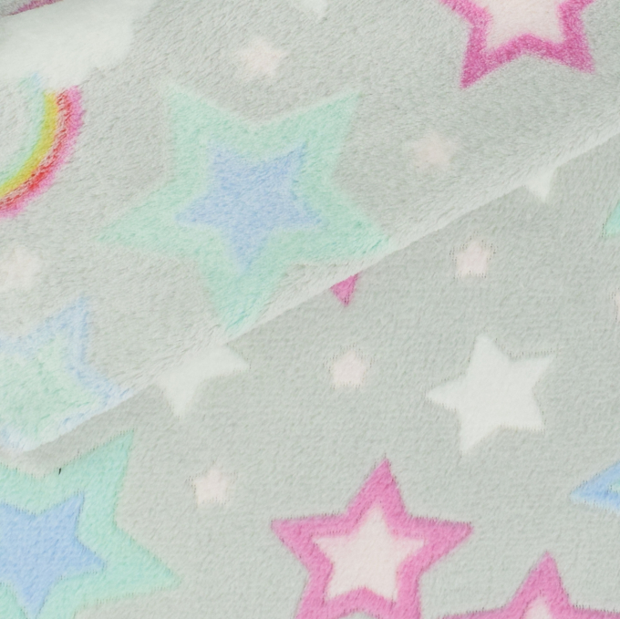 Flanell Fleece Rainbowland, silbergrau