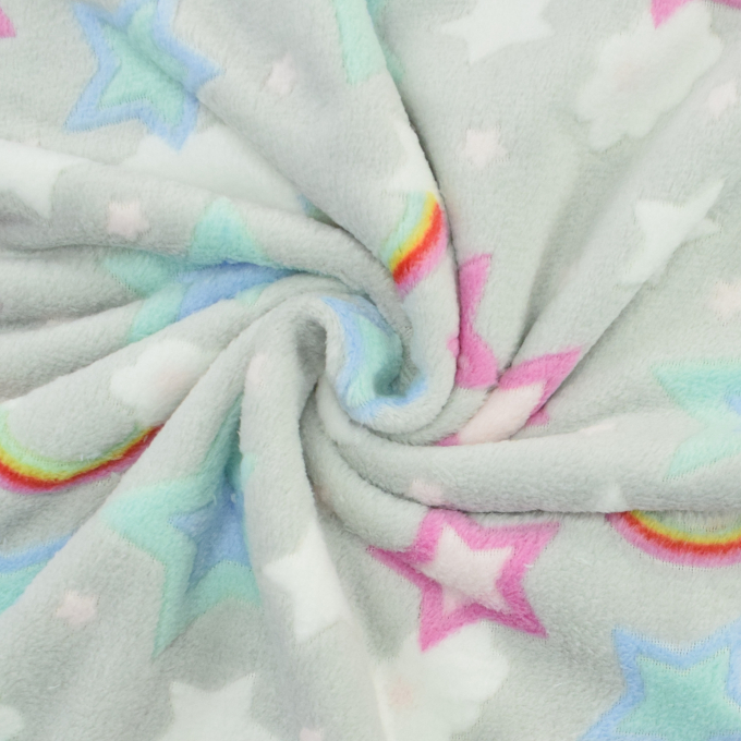 Flanell Fleece Rainbowland, silbergrau