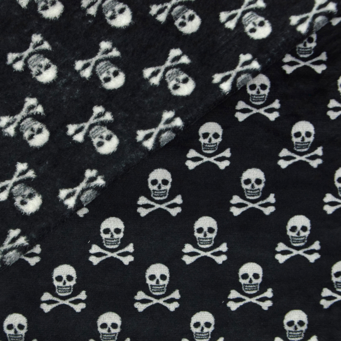 Flanel fleece skulls, zwart