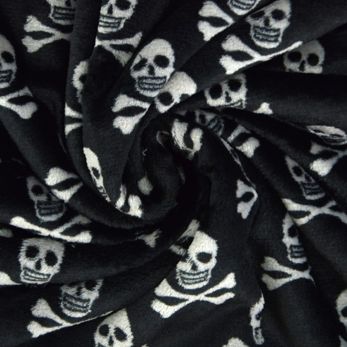 Flanel fleece skulls, zwart