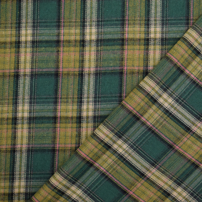 Tissu flanelle léger Tartan écossais, vert