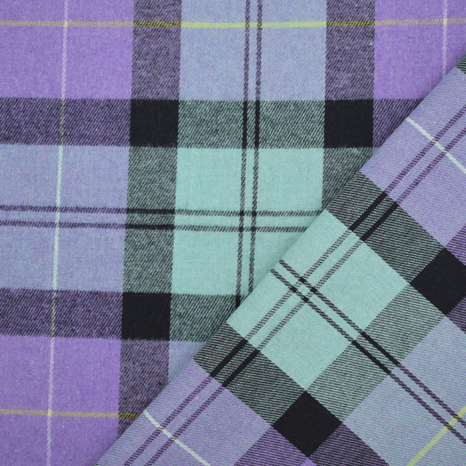 Tissu flanelle léger Tartan écossais Karolin, lilas