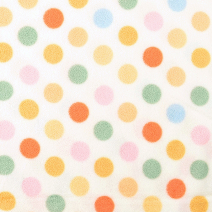 Fleece antipilling dots, gebroken wit - oranje